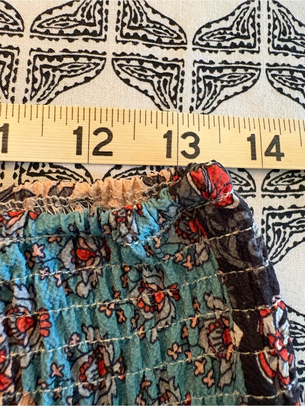 BOHO Printed Patchwork Smocked Waist Maxi Skirt size M - Picture 11 of 11